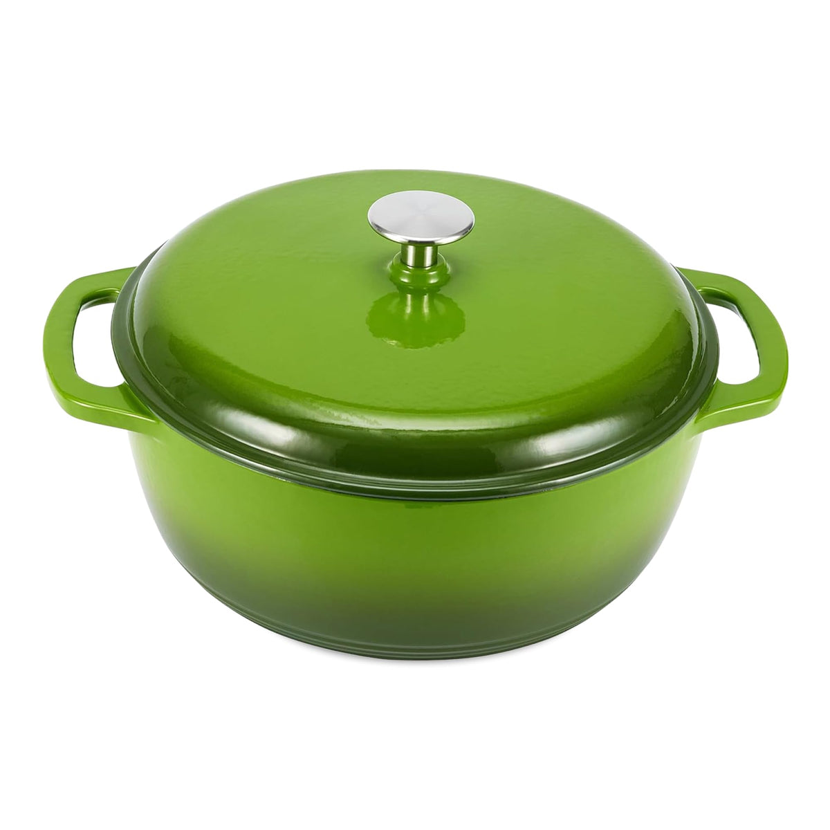 Amazon Basics Enameled Cast Iron Dutch Oven Pot With Lid, 6-Quart, Round, Dual Handles, Heavy-Duty, Oven Safe for Stews, Roasting & Baking, Blue