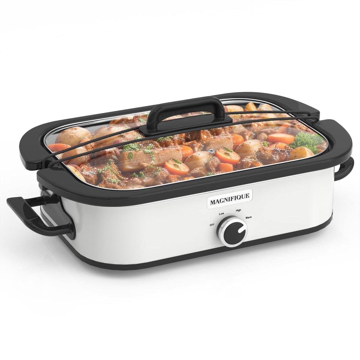 4-Quart Slow Cooker with Casserole Manual Warm Setting - Perfect Kitchen Small Appliance for Family Dinners, Dishwasher Safe Crock, Stainless Steel