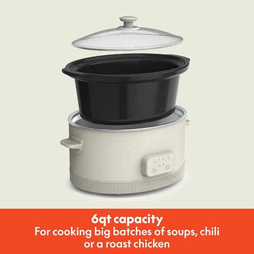 bella SAVOR 6qt Programmable Non-Toxic Slow Cooker, Oatmilk