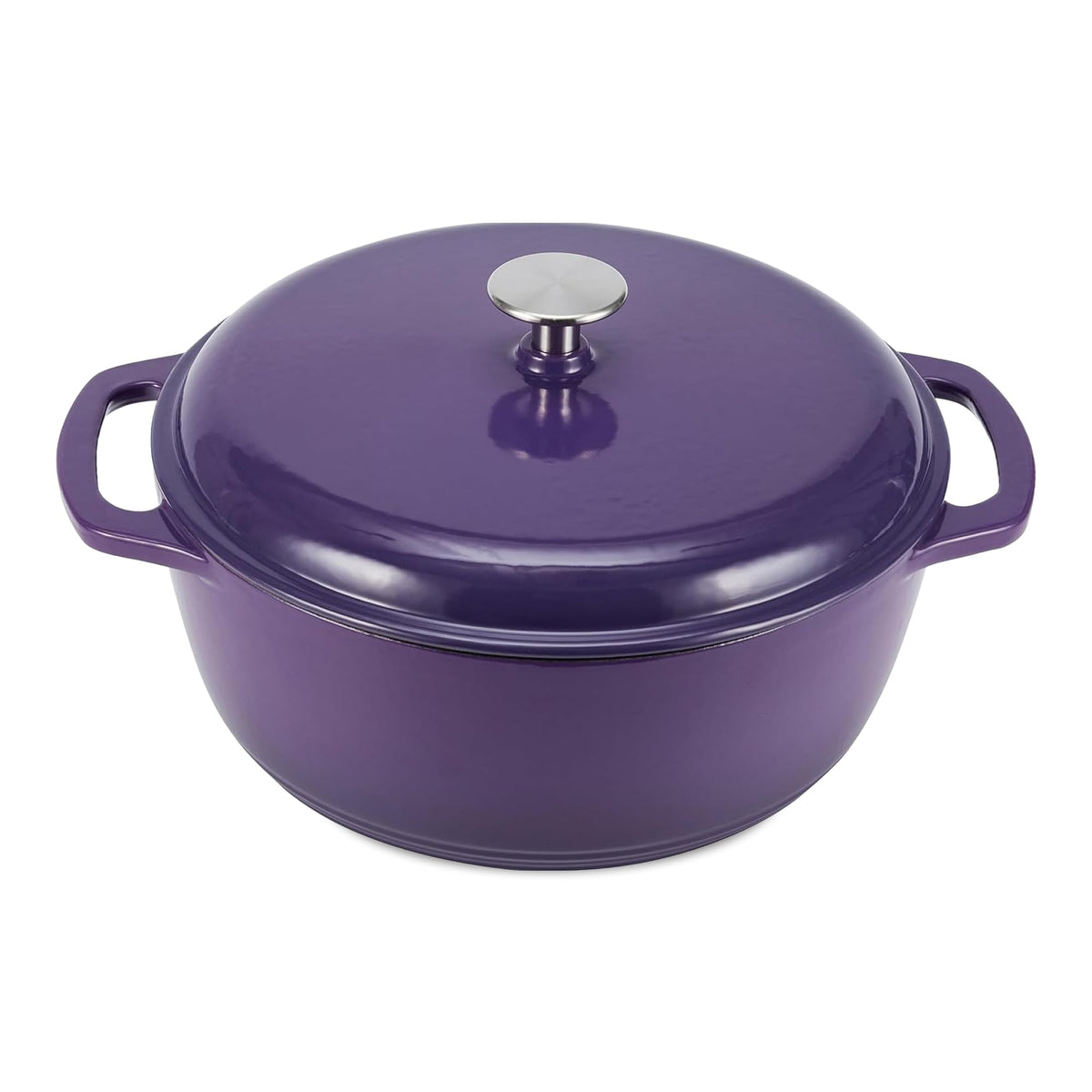 Amazon Basics Enameled Cast Iron Dutch Oven Pot With Lid, 6-Quart, Round, Dual Handles, Heavy-Duty, Oven Safe for Stews, Roasting & Baking, Blue