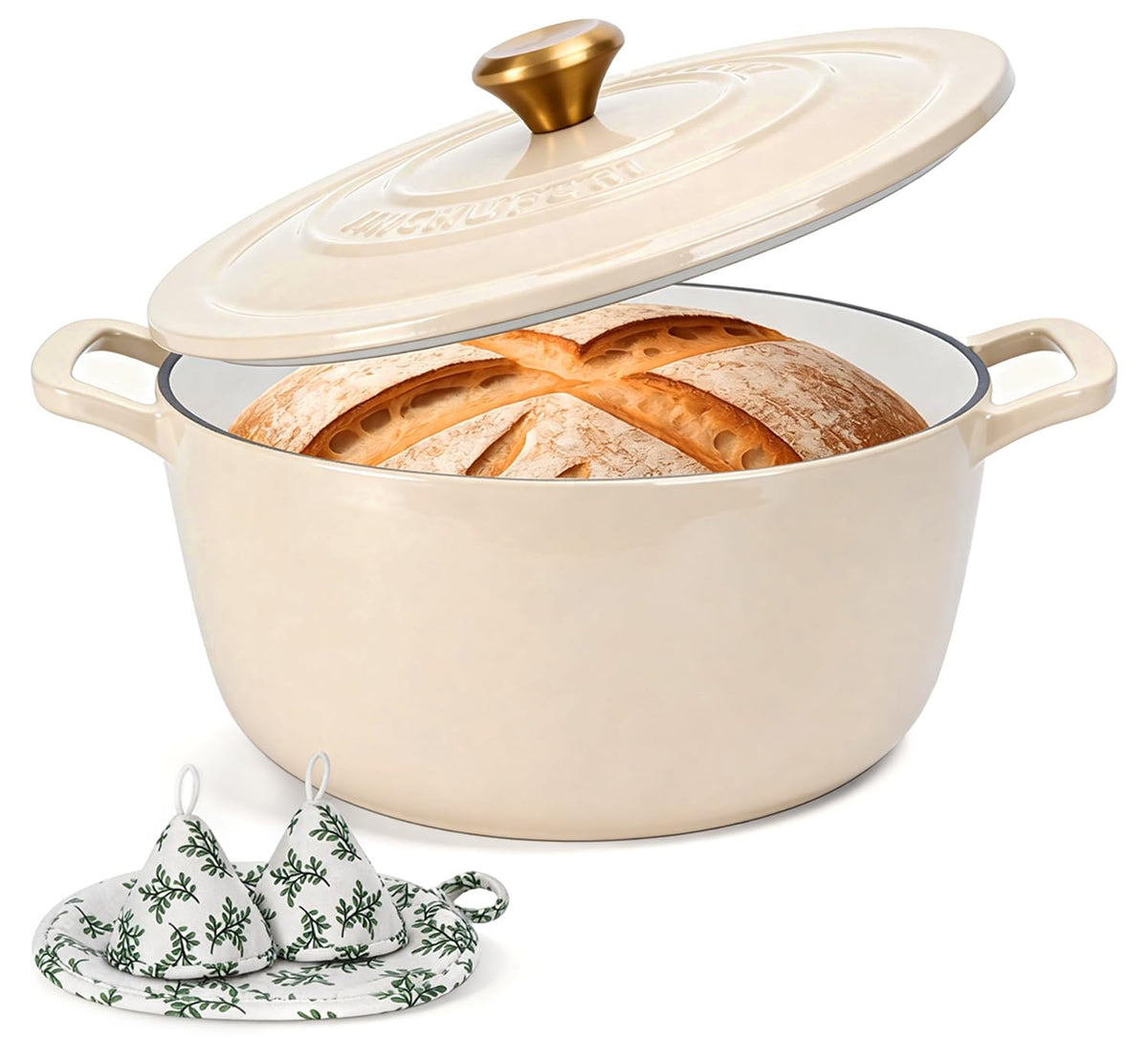 Enameled Cast Iron Dutch Oven 5 Qt with Lid, Red