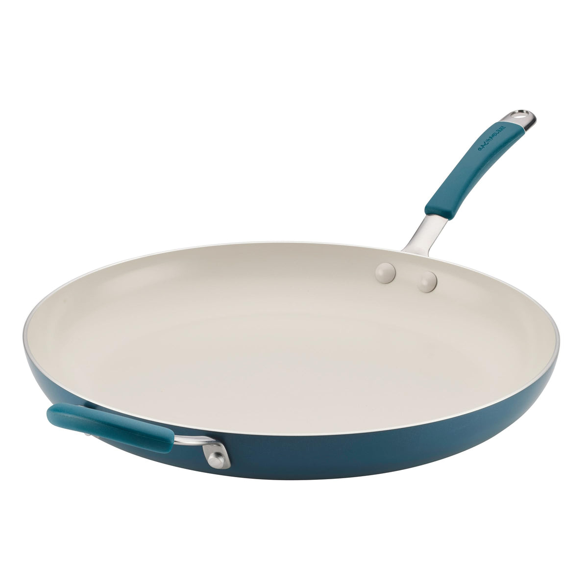 Rachael Ray Cucina Ceramic Nonstick Stir Fry Pan and Lid, 11 Inch Non Stick Wok Pan, Dishwasher Safe - Marine Blue