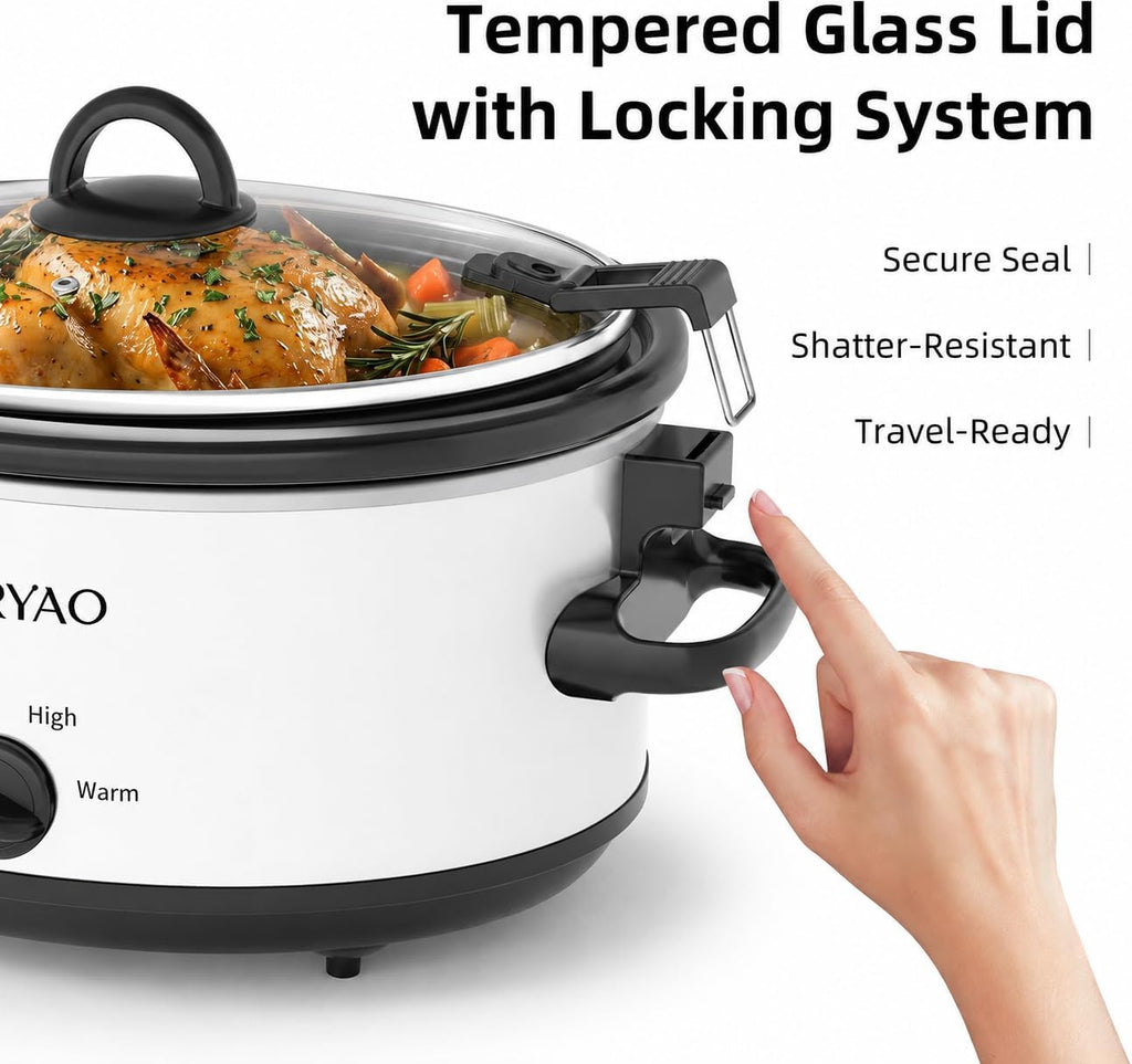 6 Quart Slow Cooker with Locking Lid, Removable Stoneware & 5 Liners