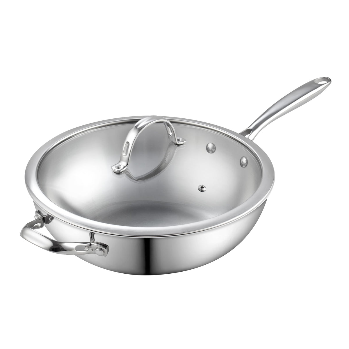 Cooks Standard 10.5" Multi-Ply Clad Stainless Steel Stir Fry Pan with Lid