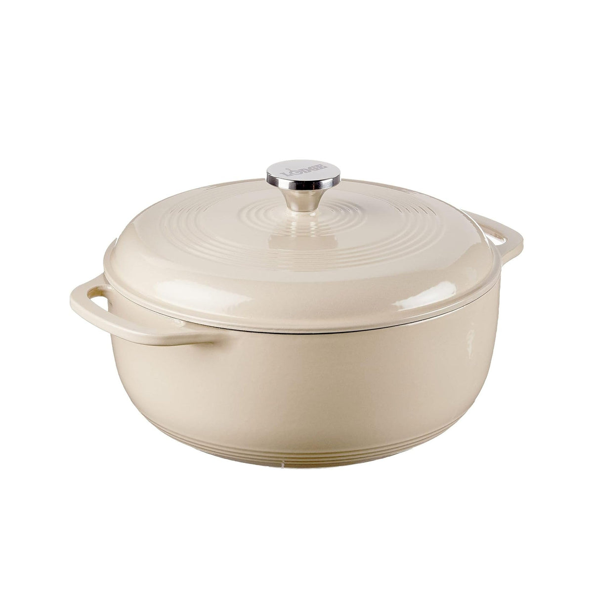 Lodge Essential Enamel Cast Iron Dutch Oven, 6 Quart, Oyster White