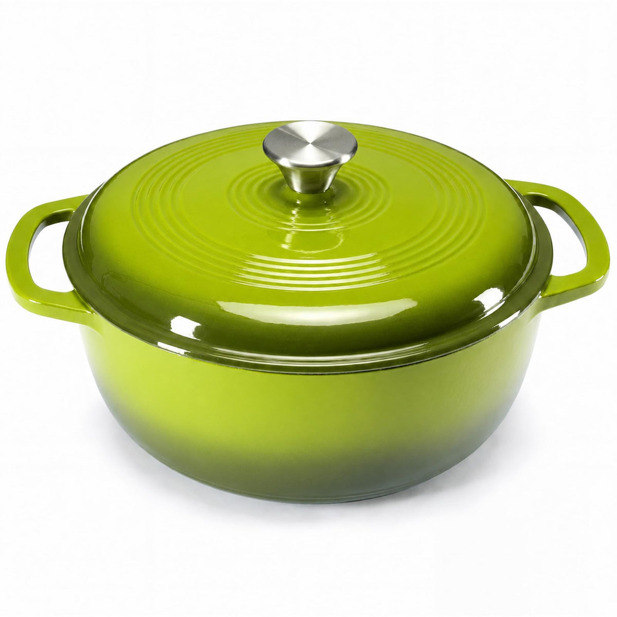 DUMOS Enamel Cast Iron Dutch Oven, 6 Quart Pot with Lid, Gradient Blue