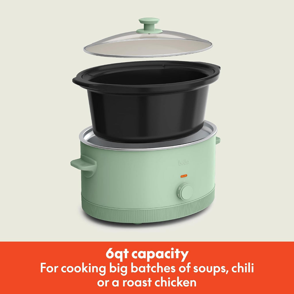 bella 6qt Manual Non-Toxic Slow Cooker with Cord Storage, Seaglass