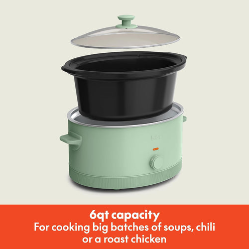 bella 6qt Manual Non-Toxic Slow Cooker with Cord Storage, Seaglass