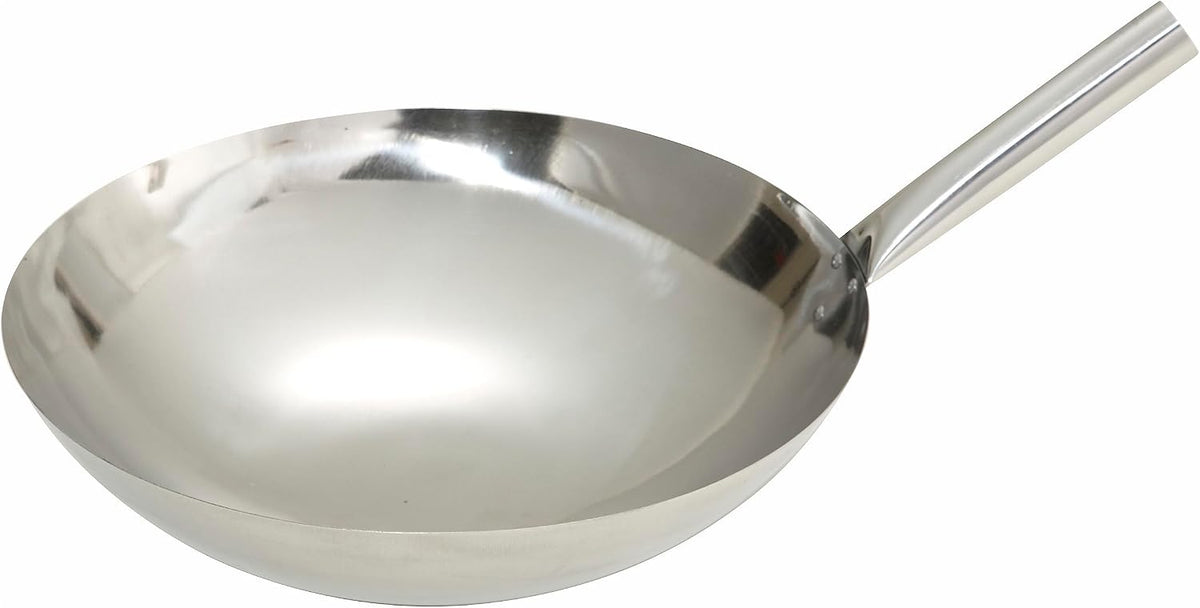 Winco 16" Black Carbon Steel Commercial Wok