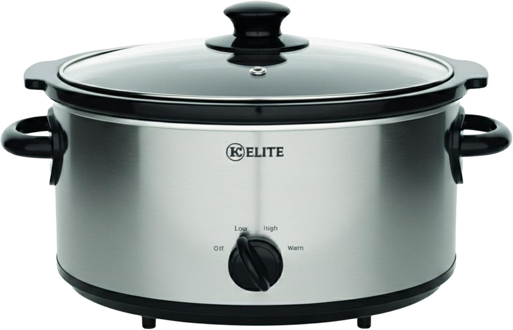 Kitchen Elite Slow Cooker, Stainless Steel with 3 Heat Settings, 5 Quart