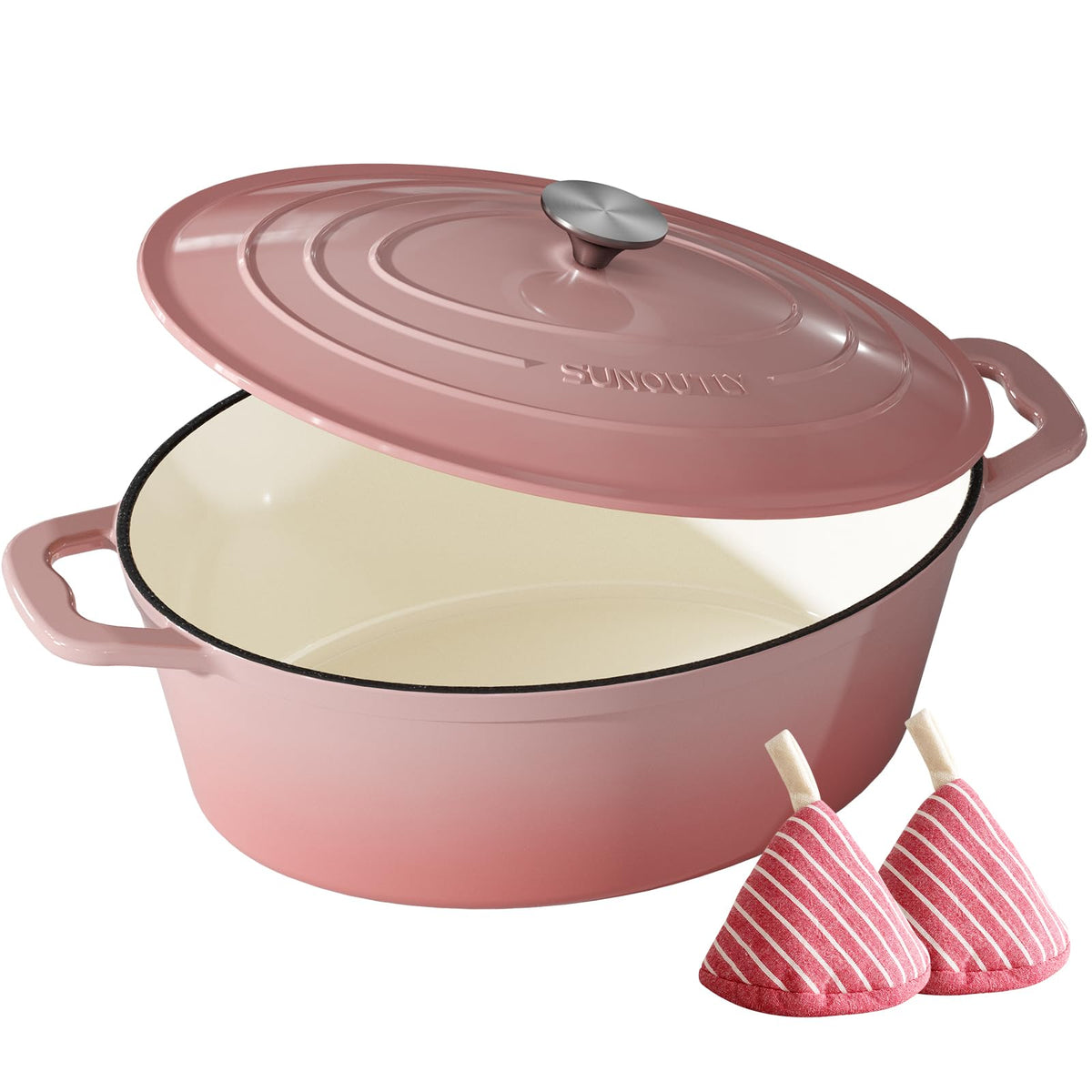 Enameled Cast Iron Dutch Oven, 9.3QT Pot with Lid, Bottle Green