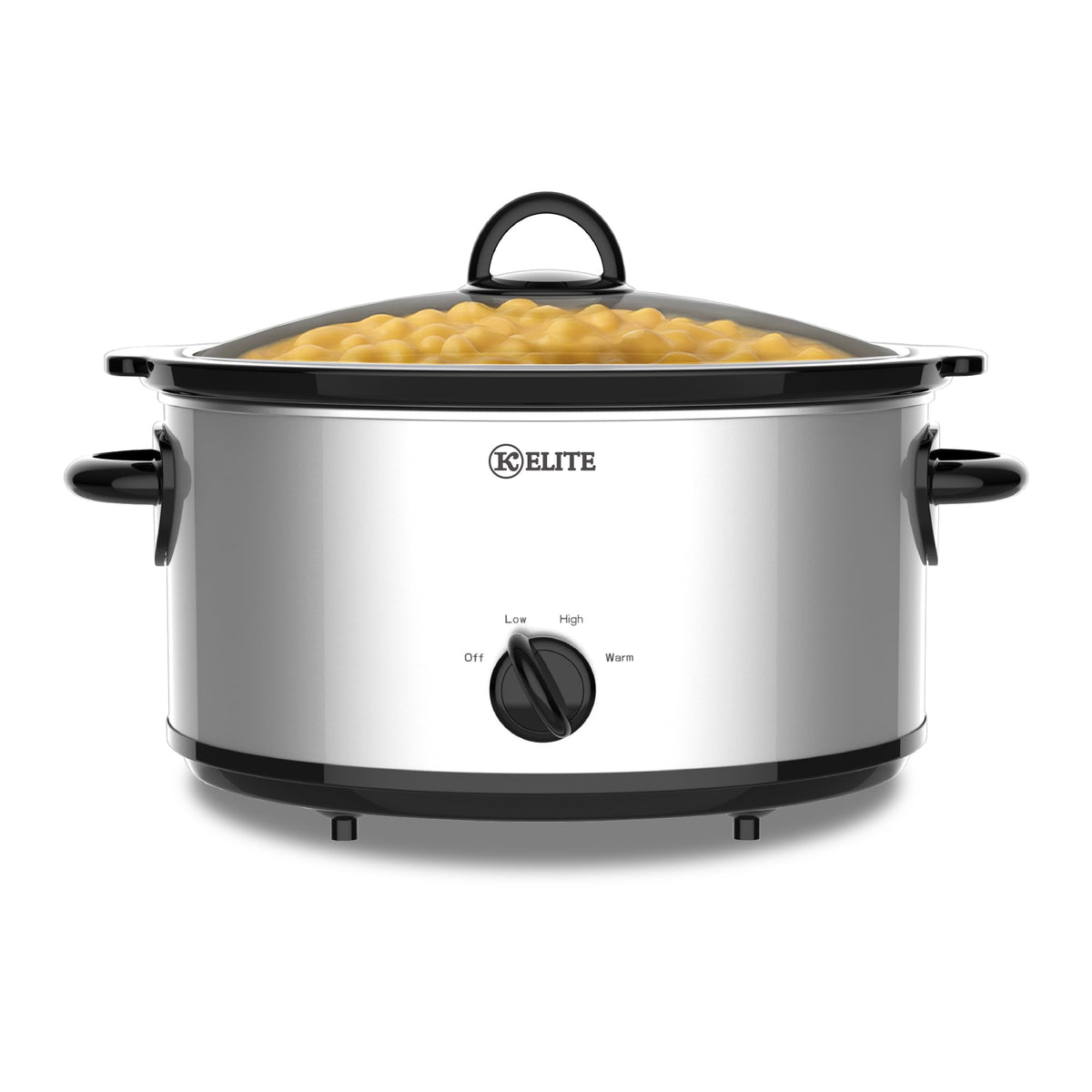 Kitchen Elite Slow Cooker, Stainless Steel with 3 Heat Settings, 5 Quart