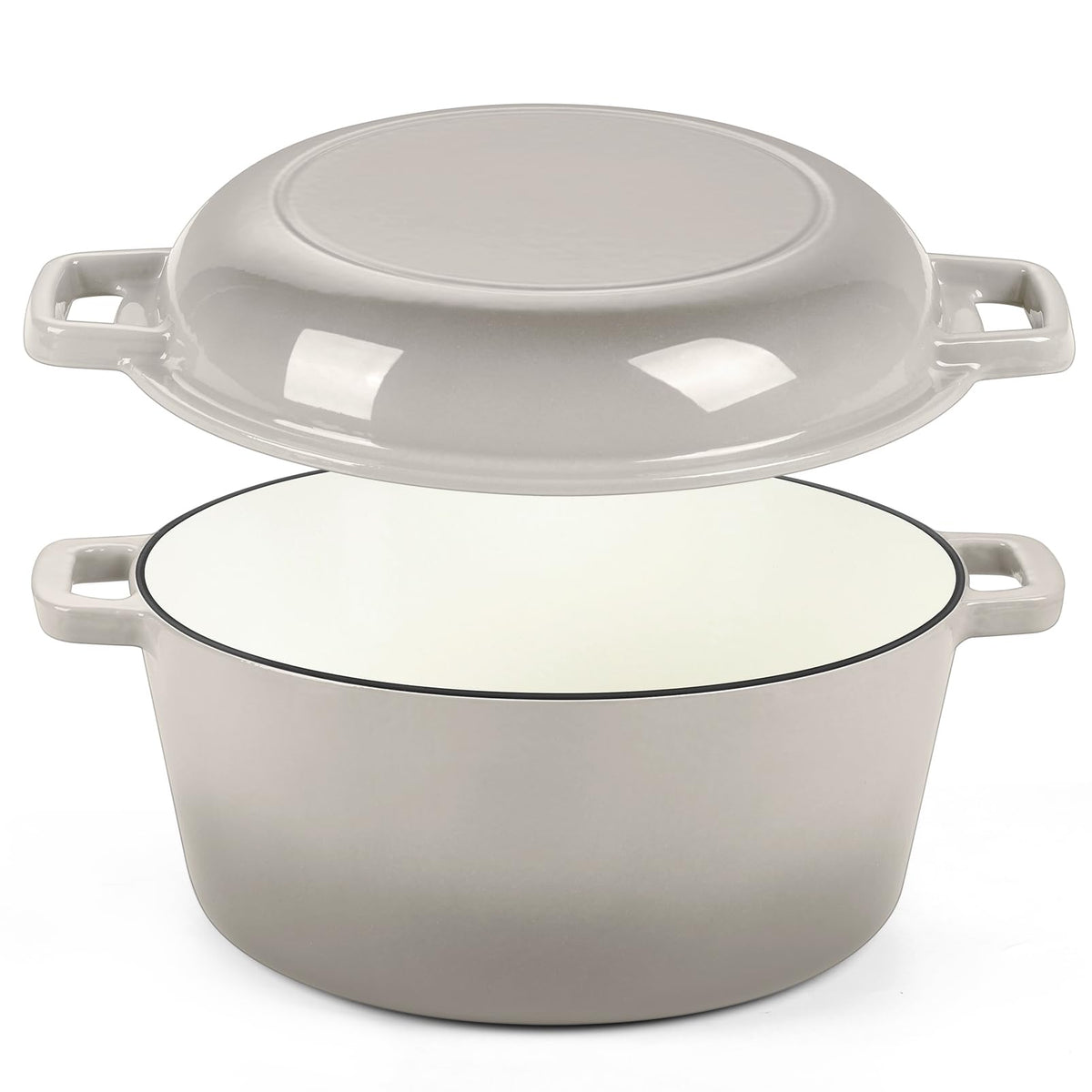 P&P CHEF 2 In 1 Red Dutch Oven Pot with Lid for Bread Baking, 5Qt