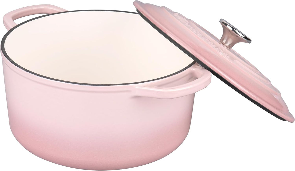 VORRINGARD Enameled Cast Iron Dutch Oven Pot with Lid, for Sourdough Bread Baking, Round Dutch Ovens, 4.5 Quart, Pink