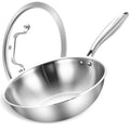 Inqibee 13 Inch Stainless Steel Wok with Lid, Detachable Handle
