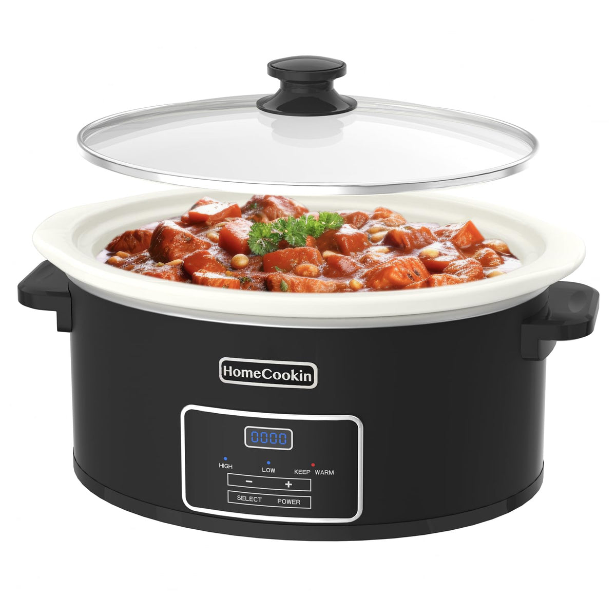 HOMECOOKIN 8 Quart Programmable Slow Cooker, Kitchen Appliances, Perfect Kitchen Small Appliance for Family Dinners, Red Stainless Steel