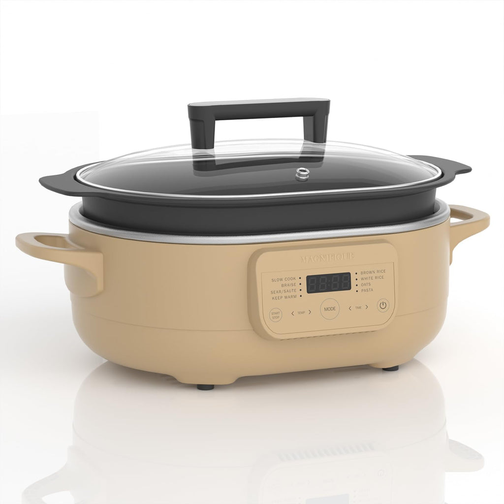 MAGNIFIQUE 6 Quart Multi-Cooker with 8-in-1 Casserole Programmable Slow Cooker, Dutch Oven, Pasta, Nonstick, Oven Safe Pot to 500°F Oatmeal