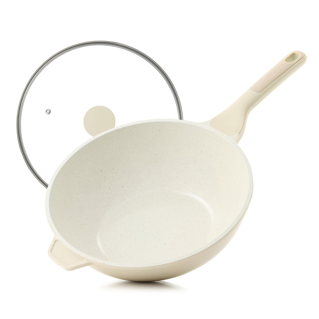 SENSARTE Nonstick Wok Pan with Lid 11Inch, Healthy Stir-fry Pan Chef's Pan