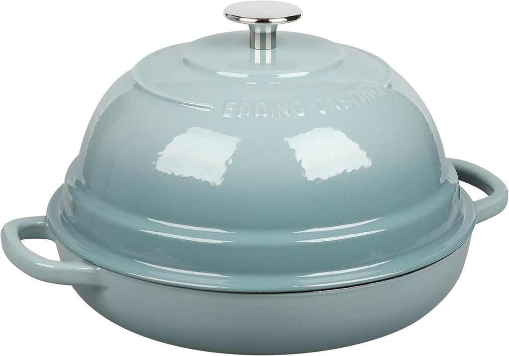 EDGING CASTING Enameled Cast Iron Dutch Oven Pot with Lid, Round Bread Oven for Homemade Sourdough Bread Baking, 6 Quart, Seasalt