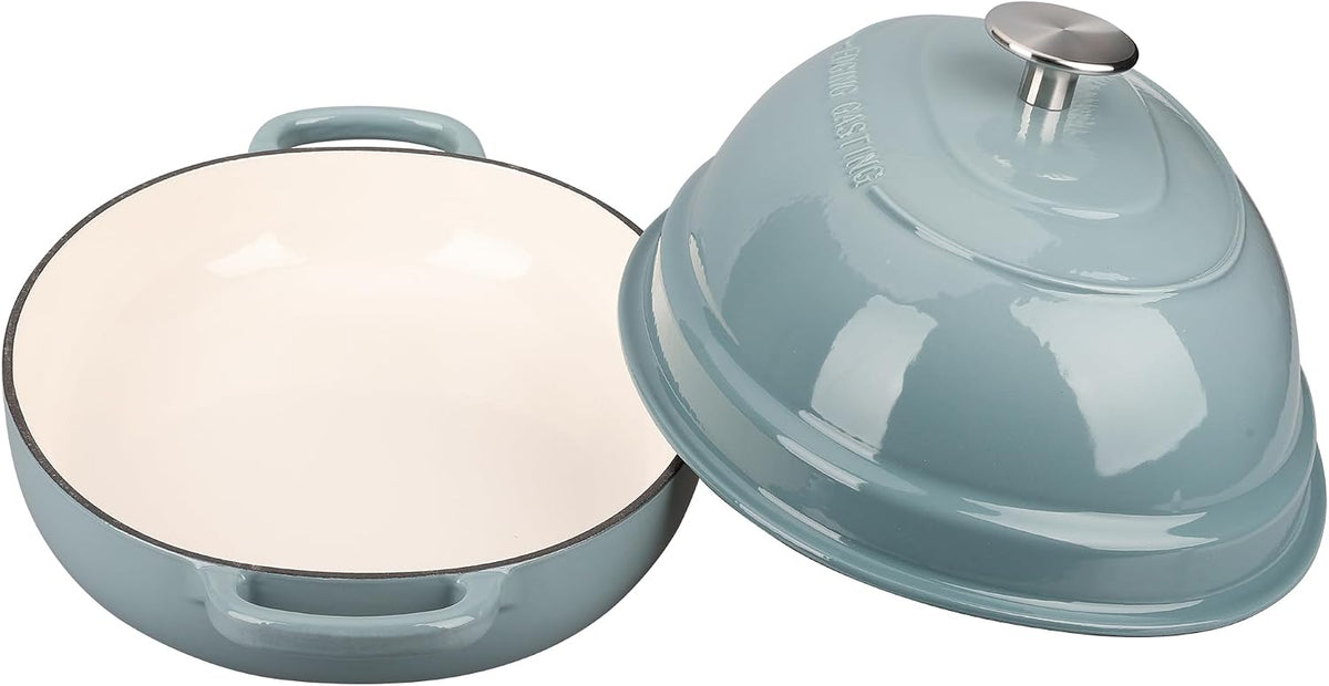 EDGING CASTING Enameled Oval Cast Iron Dutch Oven Pot with Lid, Bread Dutch Oven for Sourdough Bread Baking, Dutch Oven Bread, Bread Oven, 6QT, Seasalt