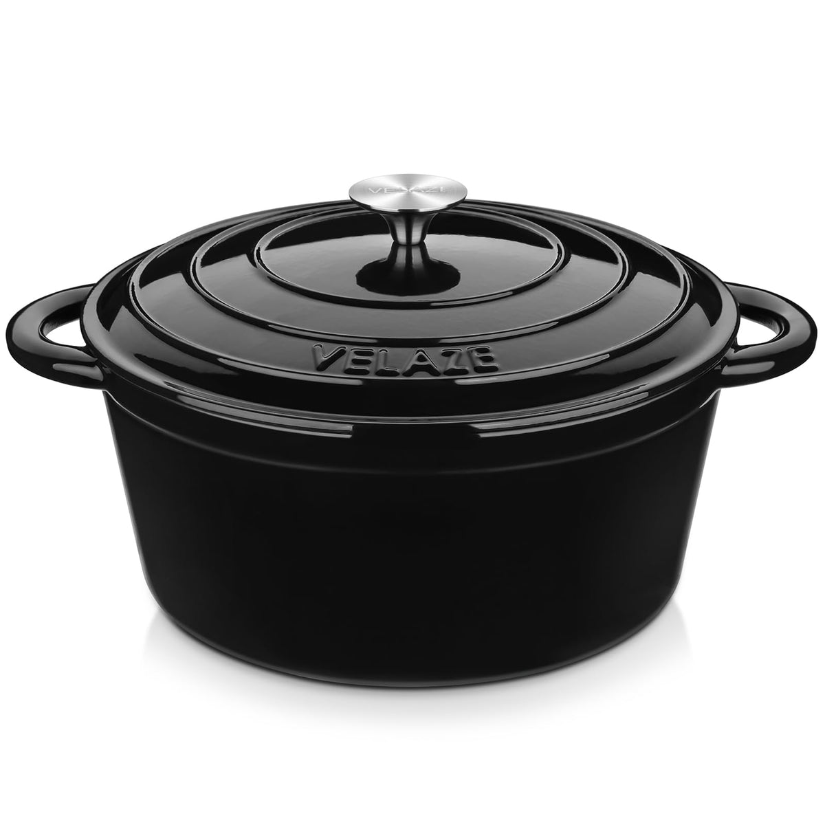 Velaze 7.5 QT Oval Enameled Cast Iron Dutch Oven Pot with Lid,Blue