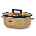 MAGNIFIQUE 6 Quart Programmable Slow Cooker Removable Healthy Nonstick Pot - Small Kitchen Appliance for Family Dinners - Serves 6+ People - Heat Settings: Keep Warm Olive