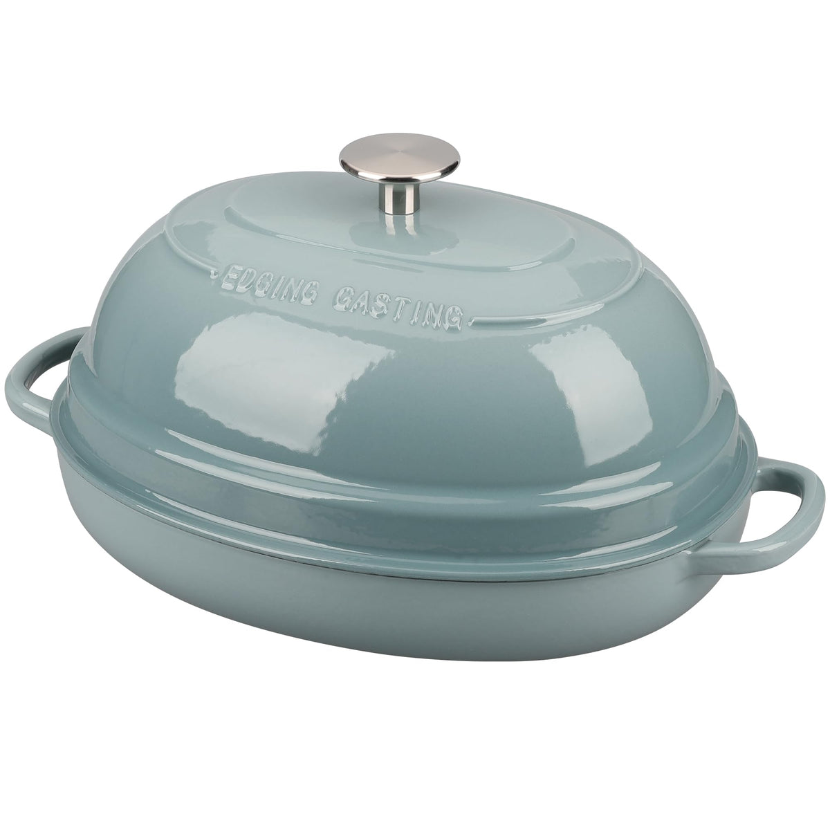 EDGING CASTING Enameled Oval Cast Iron Dutch Oven Pot with Lid, Bread Dutch Oven for Sourdough Bread Baking, Dutch Oven Bread, Bread Oven, 6QT, Seasalt