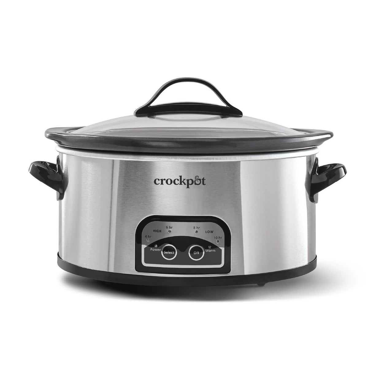 Crock-Pot Large 8-Quart Programmable Slow Cooker with Auto Warm Setting Black Stainless Steel