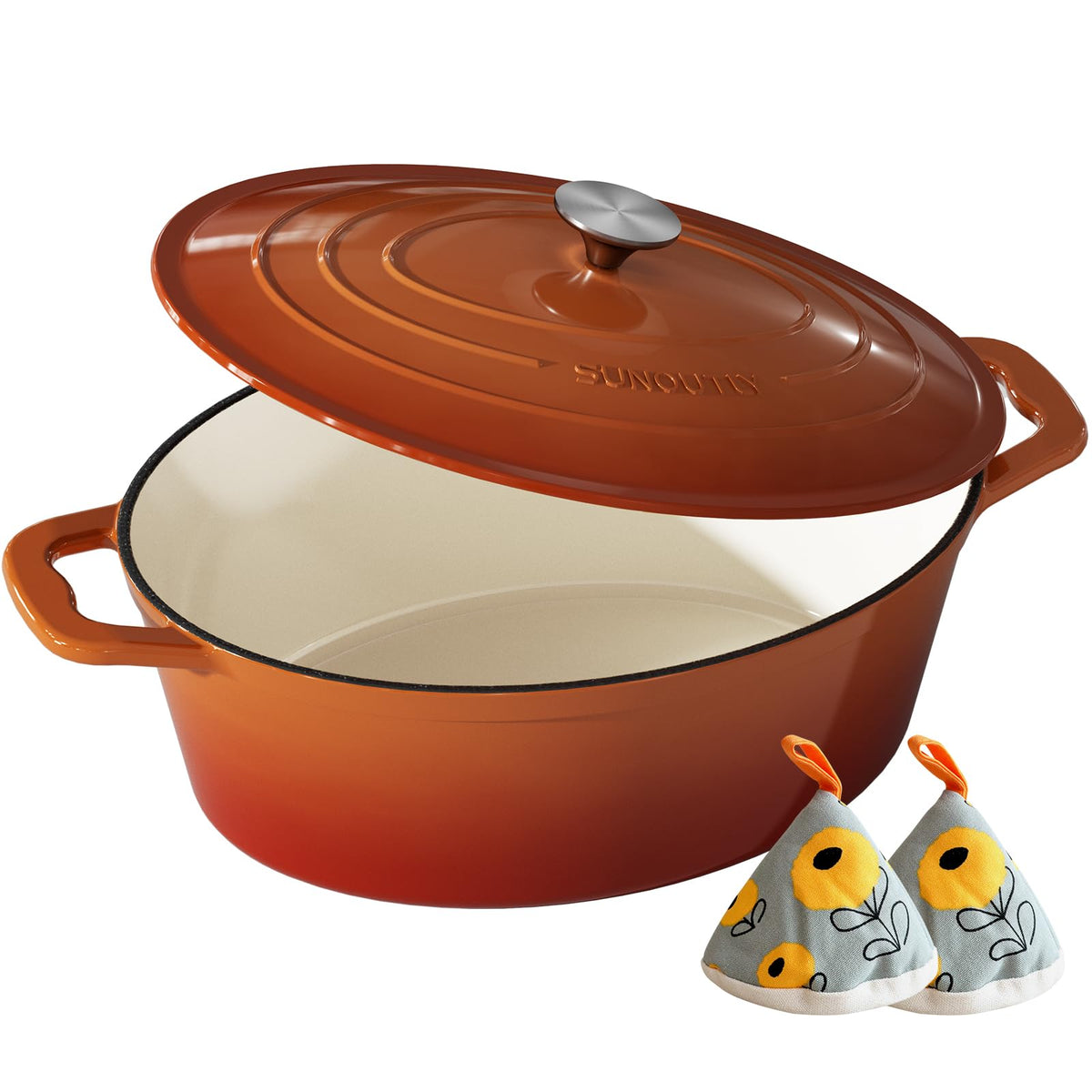 Enameled Cast Iron Dutch Oven, 6QT Pot with Lid, Cream White