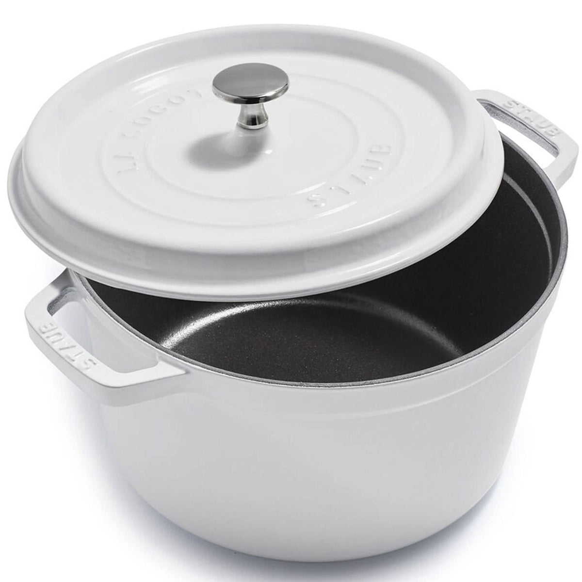 STAUB Cast Iron Dutch Oven 4-qt Round Cocotte, Made in France, Serves 3-4, White