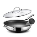 SNOWCLAD Wok, 13 Inch Hybrid Woks & Stir-fry Pans Nonstick with Double Handles, Non Toxic Stainless Steel Wok Pan with Lid, Dishwasher Induction Oven Broiler Safe