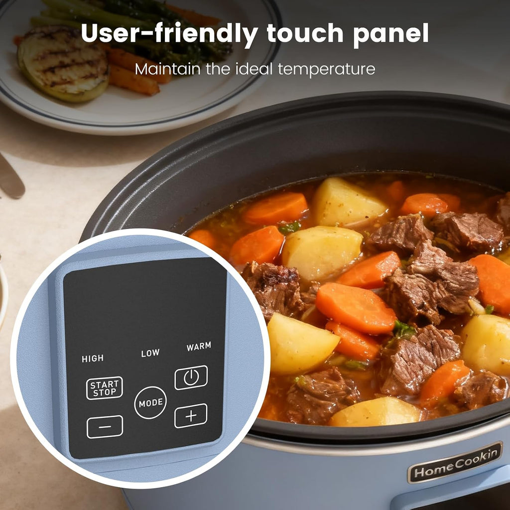 HOMECOOKIN Slow Cooker, Extra Large 10 Quart Programmable Slow Cookers, Dishwasher Safe Glass Lid & Crock, Kitchen Appliance for Families and Gatherings,Blue