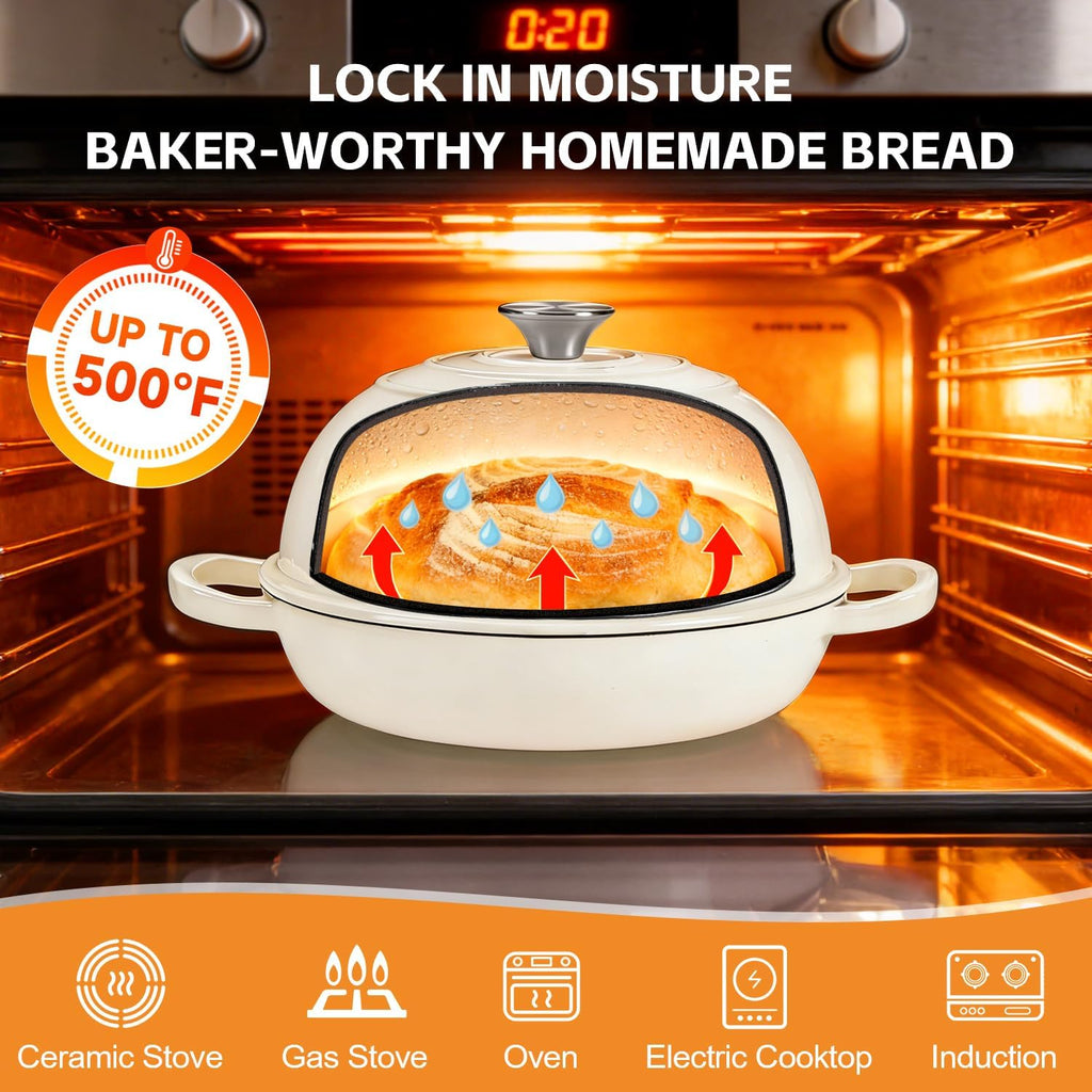 GGC 6QT Sourdough Dutch Oven Kit, 7-Piece Enameled Cast Iron Bread Oven