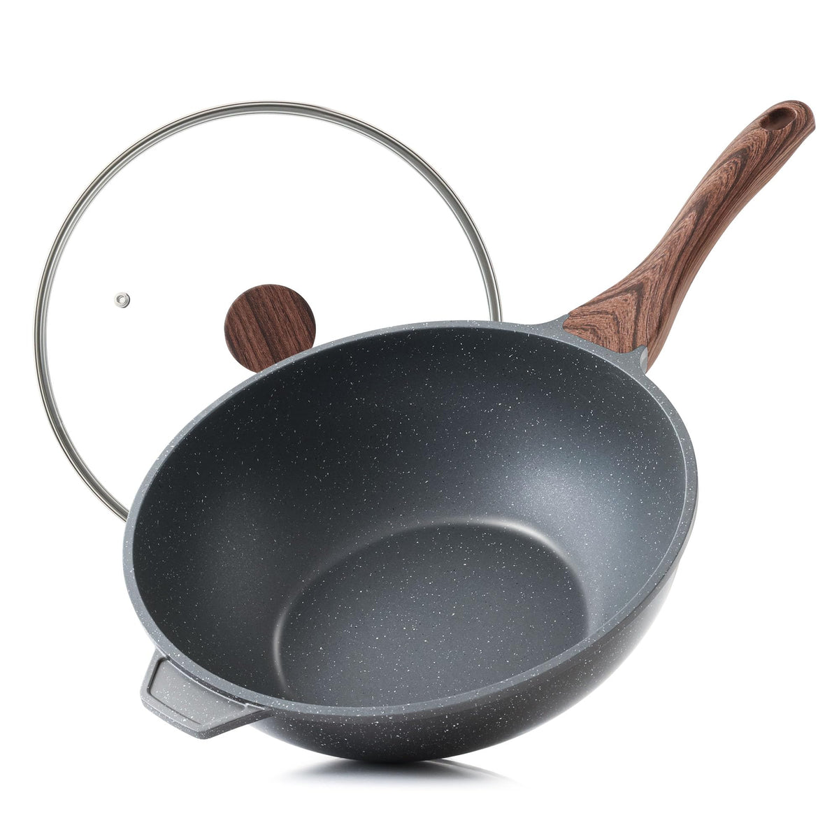 SENSARTE Nonstick Wok Pan with Lid 11Inch, Healthy Stir-fry Pan Chef's Pan