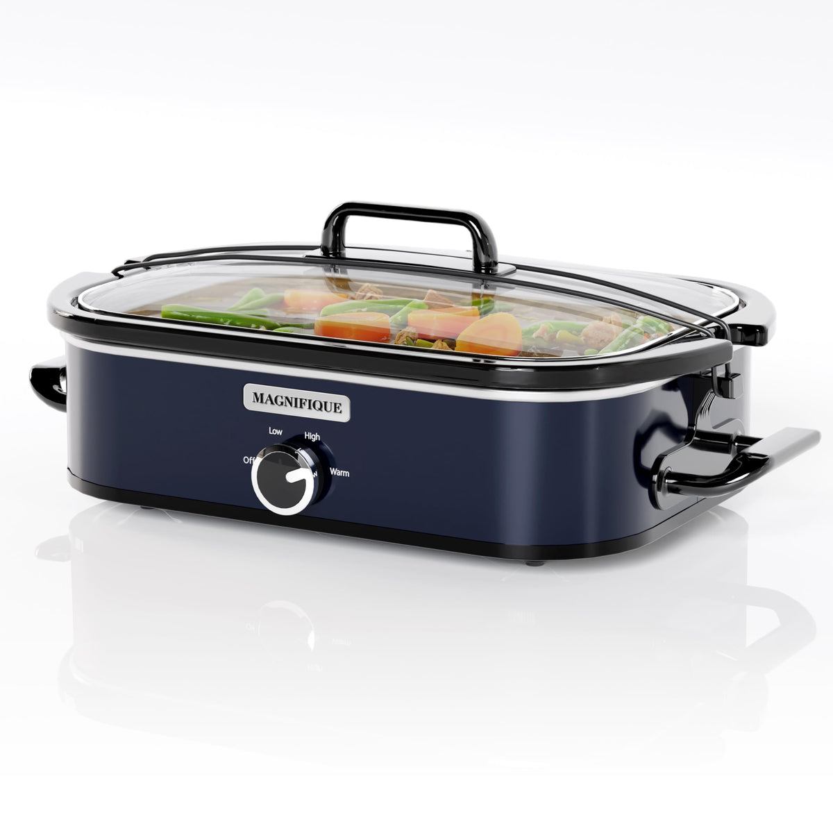 [NEW] MAGNIFIQUE 4-Quart Slow Cooker with Casserole Manual Warm Setting - Perfect Kitchen Small Appliance for Family Dinners, Dishwasher Safe Crock, Red