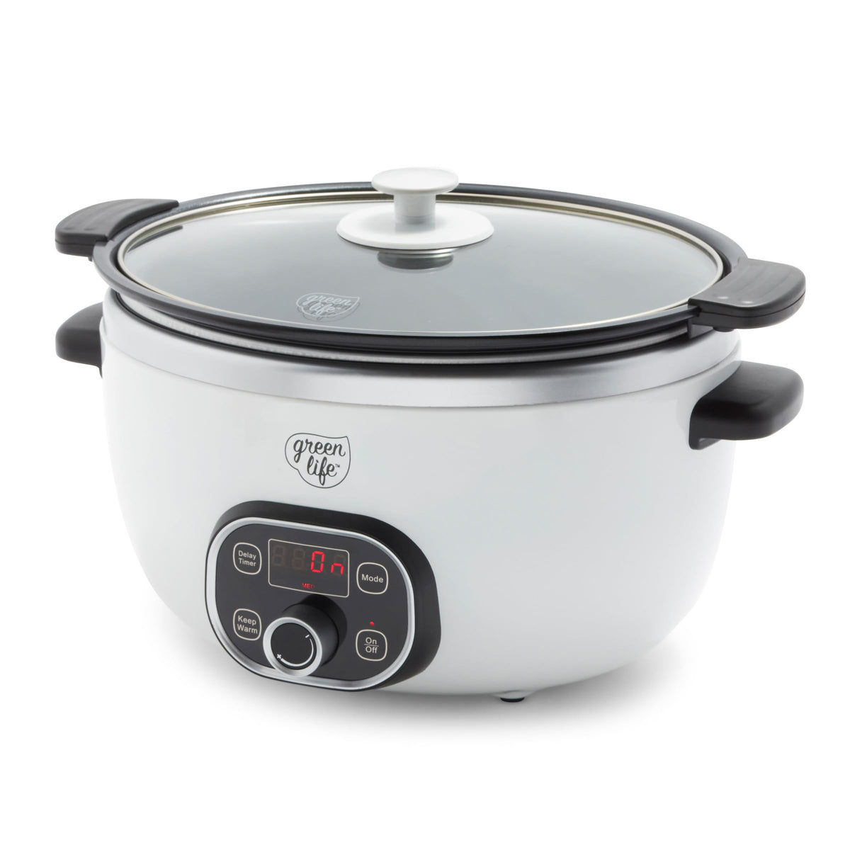 GreenLife 8QT Ceramic Nonstick Slow Cooker, Cooktop/Oven Safe, Cream