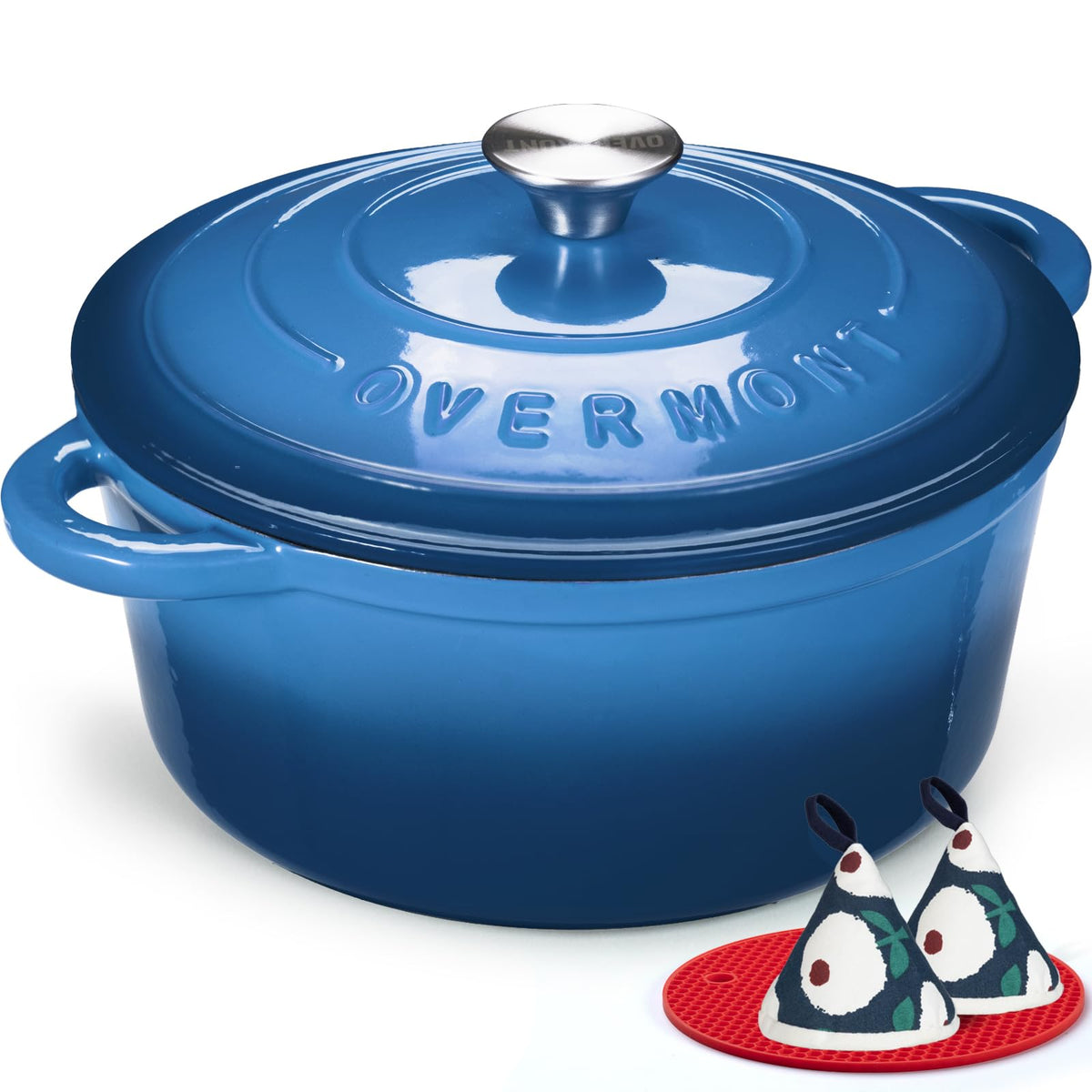 Overmont Enameled Cast Iron Dutch Oven - 7QT Pot with Lid Cookbook