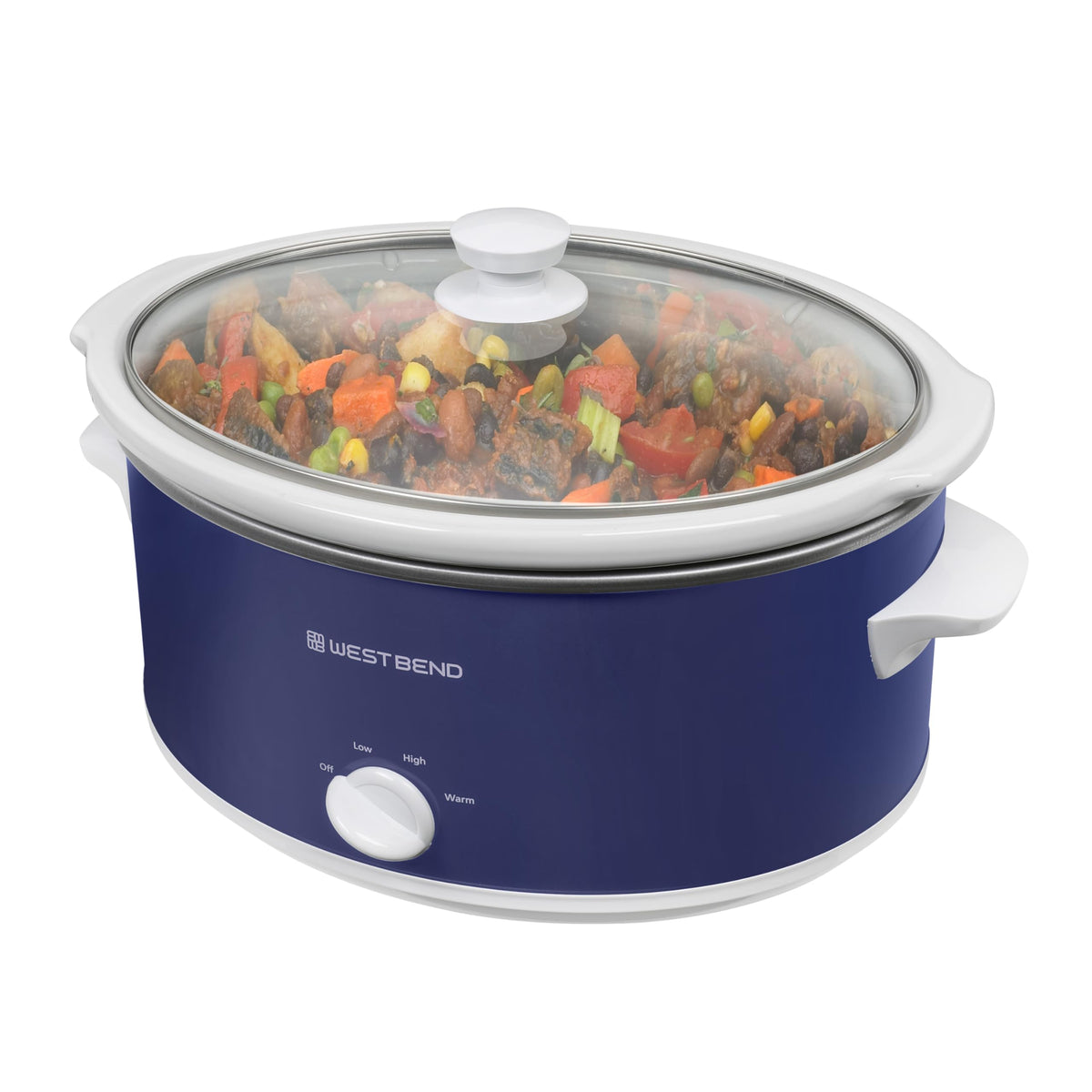 West Bend Slow Cooker 6-Quart Manual Crockery Style with Dishwasher Safe Oval Ceramic Crockpot and Glass Lid Two Temperature Settings Plus Keep Warm, 330-Watts, Black