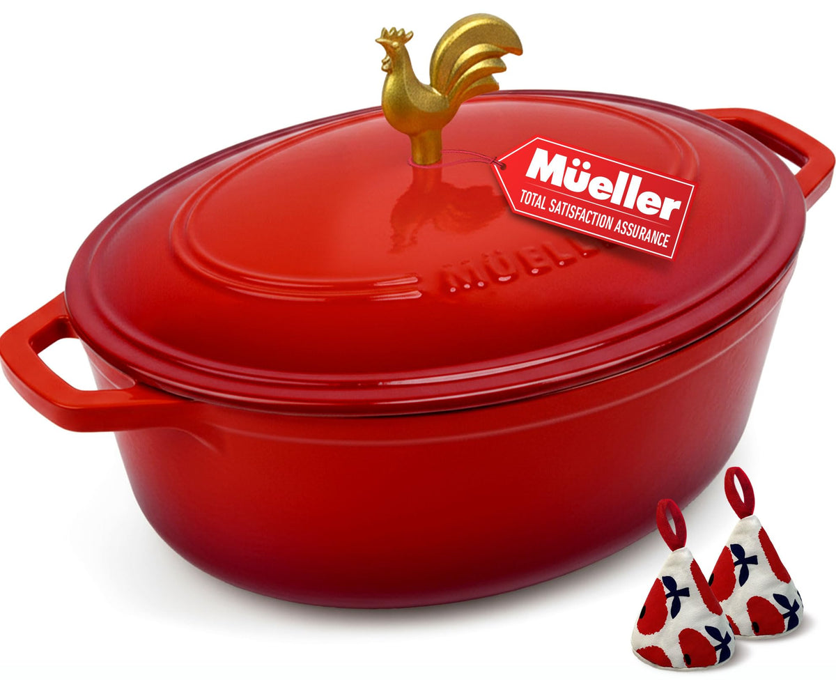 Mueller DuraCast 6 Quart Enameled Cast Iron Dutch Oven Pot with Lid