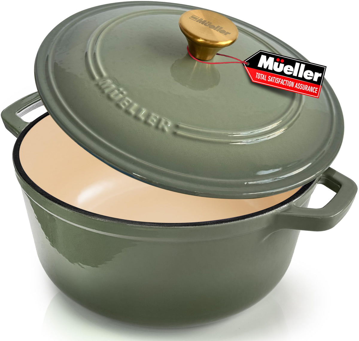 Mueller DuraCast 6 Quart Enameled Cast Iron Dutch Oven Pot with Lid