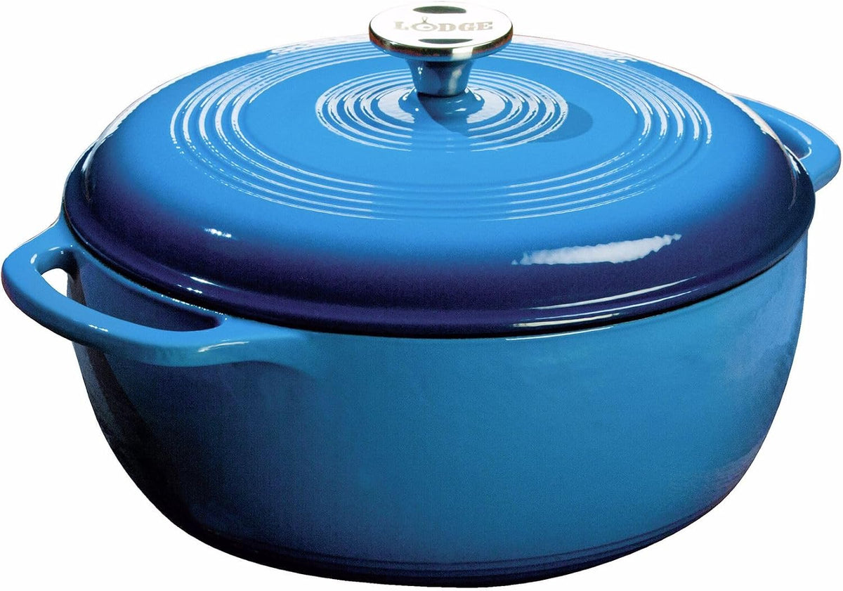 Lodge Essential Enamel Cast Iron Dutch Oven, 6 Quart, Caribbean Blue