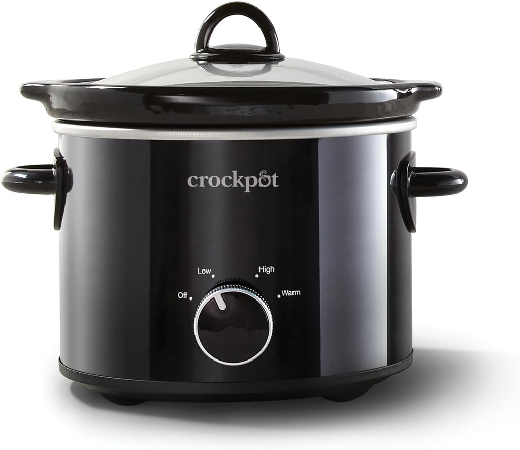 Crock-Pot 2-Quart Manual Slow Cooker, Feeds 2+ People, Great for Small Meals, Dips, & Sides; Removable Stoneware is Oven & Dishwasher-Safe, Black