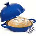 Cast Iron Dutch Oven Pot with Lid, Round Bread Oven for Sourdough Bread Baking, Umite Chef Enameled Cast Iron Bread Oven with Dome Lid & Cotton Potholders for Sourdough, Pink, 6 Quarts