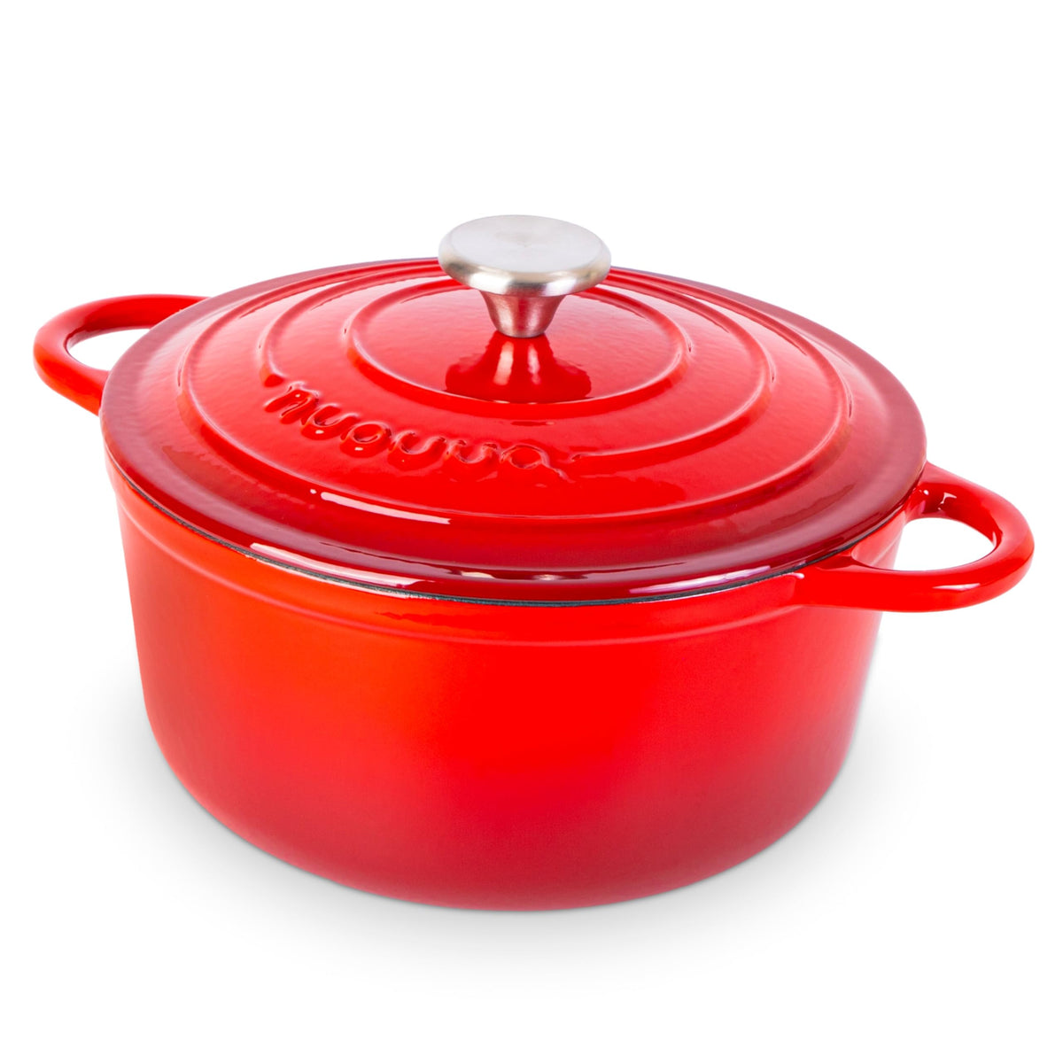 Nuovva Enamelled Cast Iron Dutch Oven Pot with Lid-6.4 Quart Non Stick Casserole Pot-Heavy Duty & Oven Safe up to 500° F for Bread Baking, Braising, Stews, Roasting - 28cm Dark Blue