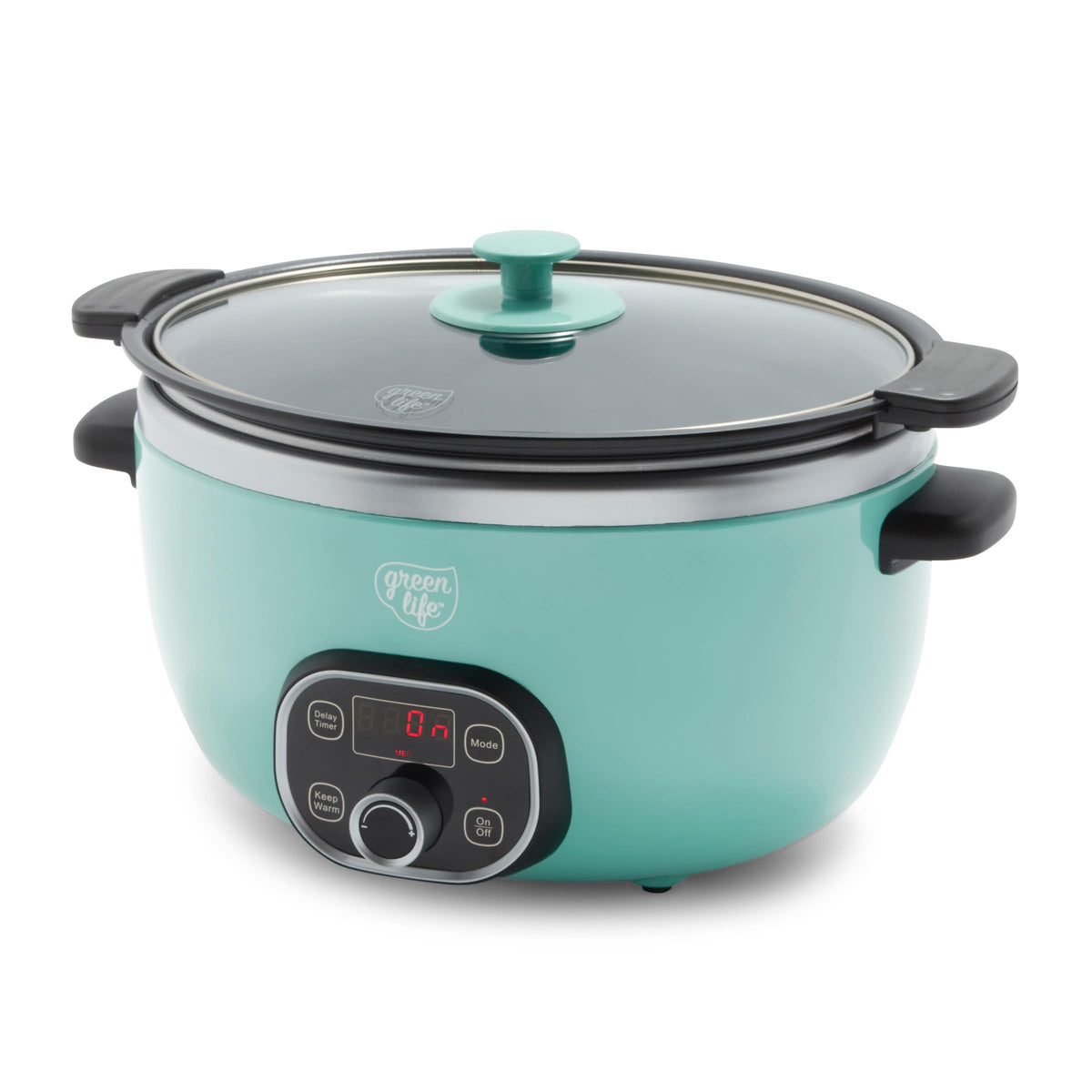 GreenLife 8QT Ceramic Nonstick Slow Cooker, Cooktop/Oven Safe, Cream