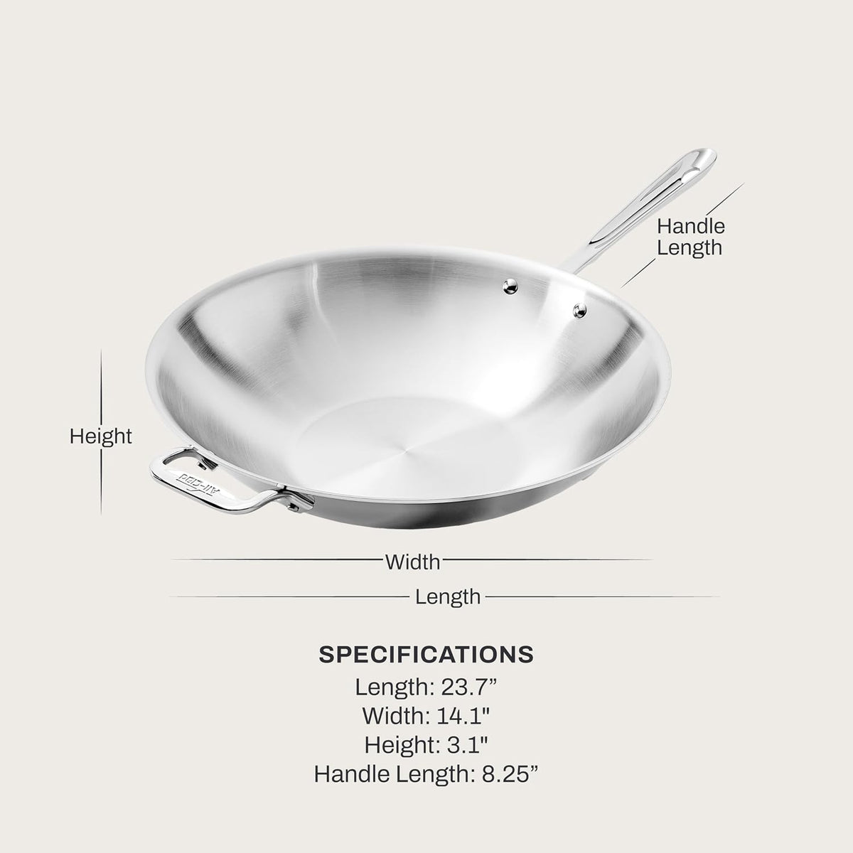 All-Clad D3® Stainless Steel 14" Wok Pan with Lid, Made in the USA