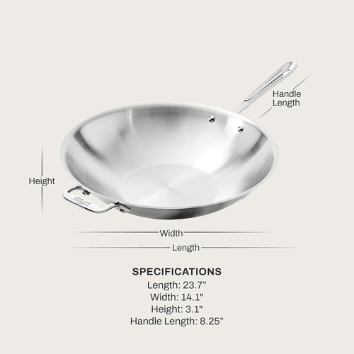 All-Clad D3® Stainless Steel 14" Wok Pan with Lid, Made in the USA