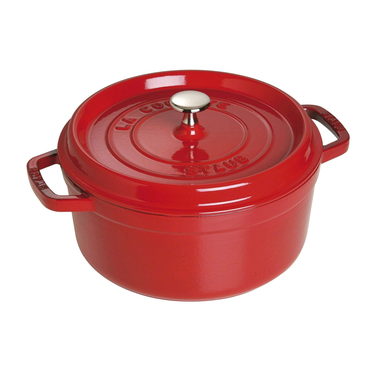 STAUB Cast Iron Round Cocotte, Dutch Oven, 2.75-quart, serves 2-3, Made in France, Cherry