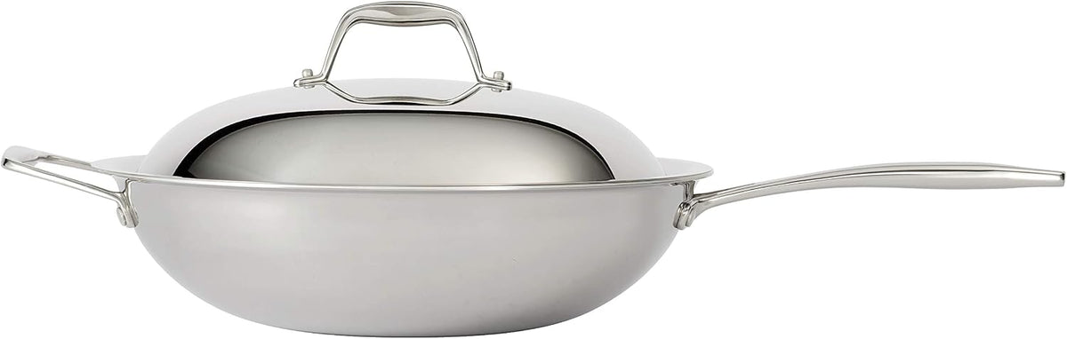 Tramontina Signature Tri-Ply Clad Stainless Steel 12.5-Inch Wok with lid