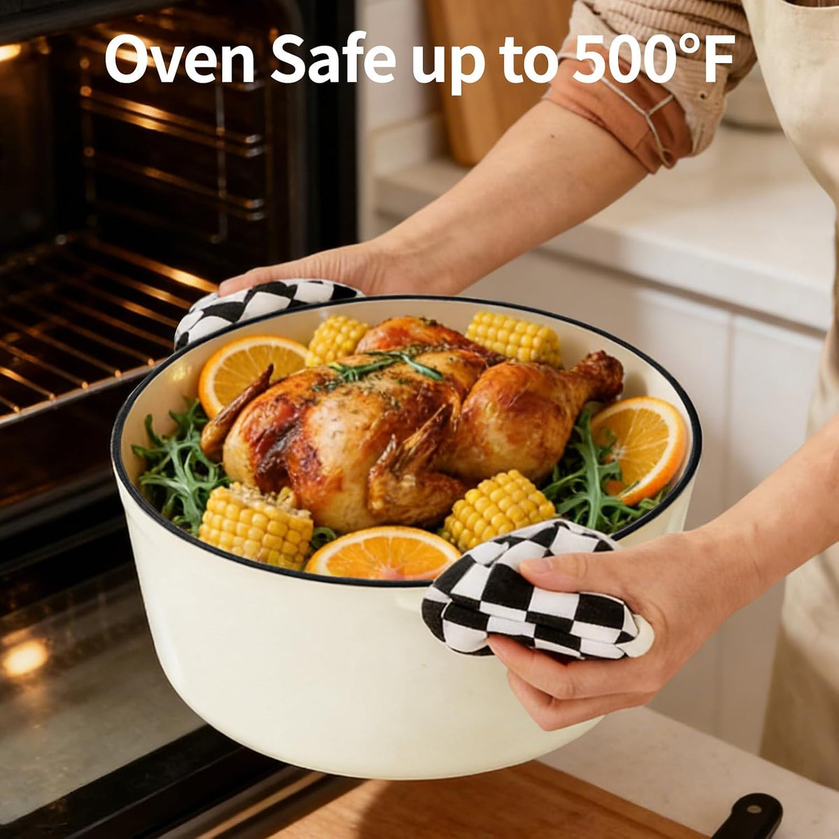 Enameled Cast Iron Dutch Oven pot 6.5 QT with Lid for Bread Baking